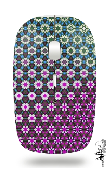  Abstract bright floral geometric pattern teal pink white for Wireless optical mouse with usb receiver
