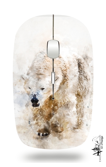  Abstract watercolor polar bear for Wireless optical mouse with usb receiver