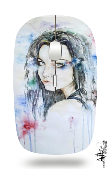  Amy Lee Evanescence watercolor art for Wireless optical mouse with usb receiver