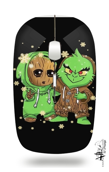  Baby Groot and Grinch Christmas for Wireless optical mouse with usb receiver