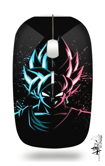  Black Goku Face Art Blue and pink hair for Wireless optical mouse with usb receiver