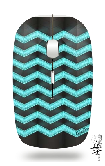  Blue Glitter Chevron for Wireless optical mouse with usb receiver