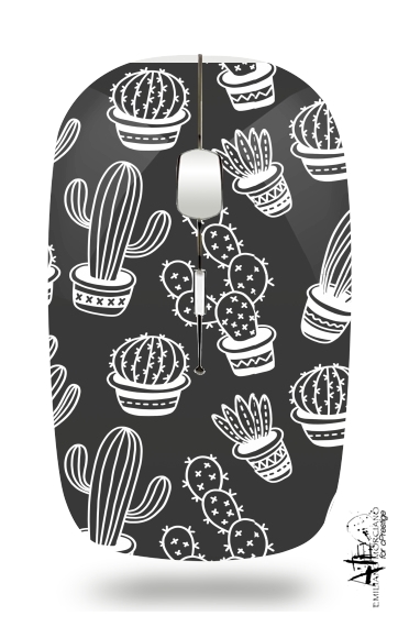  Cactus Pattern Black Vector for Wireless optical mouse with usb receiver