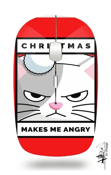  Christmas makes me Angry cat for Wireless optical mouse with usb receiver