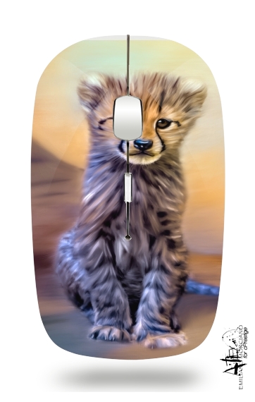 Cute cheetah cub for Wireless optical mouse with usb receiver