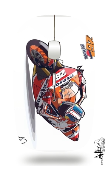  Dani Pedrosa Moto GP Cartoon Art for Wireless optical mouse with usb receiver
