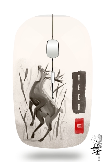  Deer Japan watercolor art for Wireless optical mouse with usb receiver