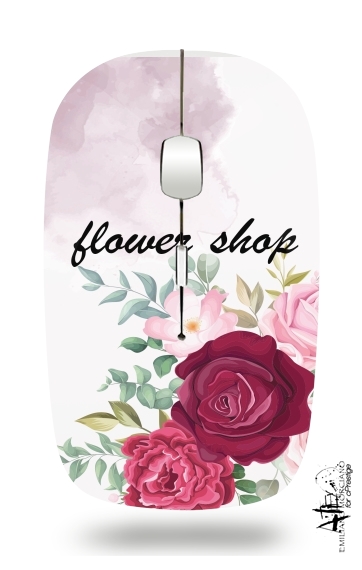  Flower Shop Logo for Wireless optical mouse with usb receiver
