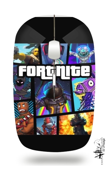  Fortnite - Battle Royale Art Feat GTA for Wireless optical mouse with usb receiver