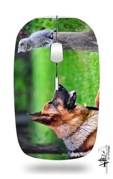  German shepherd with cat for Wireless optical mouse with usb receiver