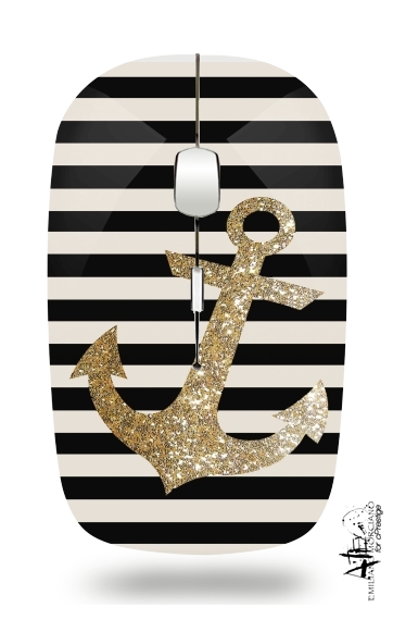  gold glitter anchor in black for Wireless optical mouse with usb receiver