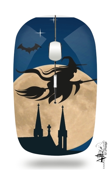  Halloween Moon Background Witch for Wireless optical mouse with usb receiver