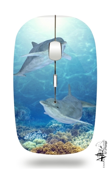  happy dolphins for Wireless optical mouse with usb receiver