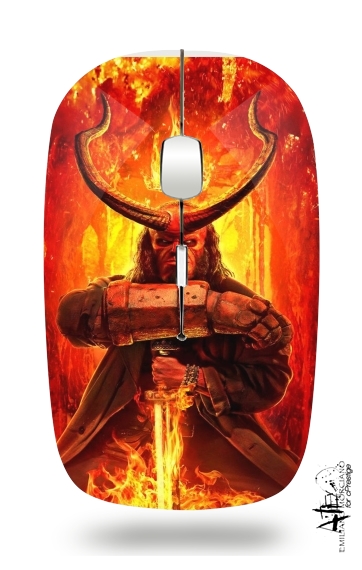  Hellboy in Fire for Wireless optical mouse with usb receiver