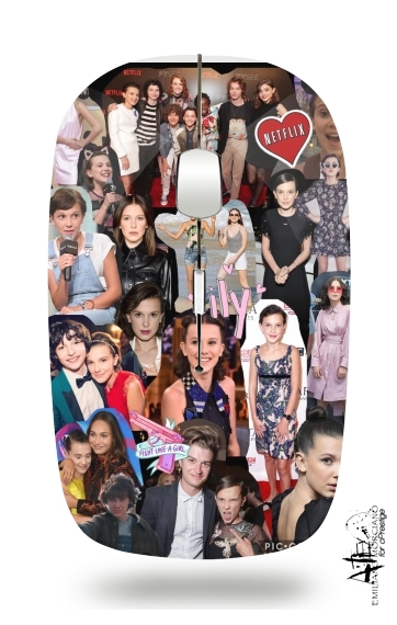  Millie Bobby Brown collage for Wireless optical mouse with usb receiver