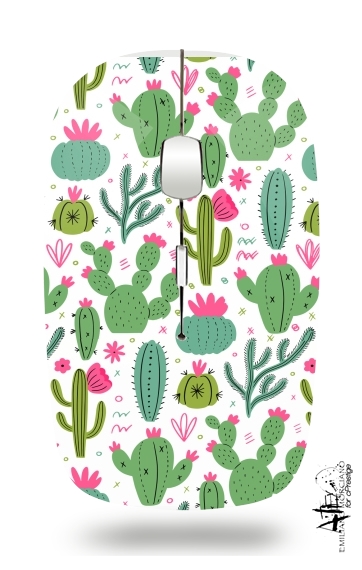  Minimalist pattern with cactus plants for Wireless optical mouse with usb receiver