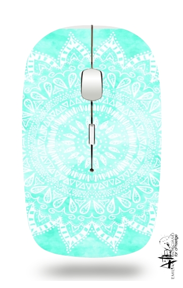  Mint Bohemian Flower Mandala for Wireless optical mouse with usb receiver
