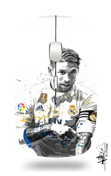  Sergio Ramos Painting Art for Wireless optical mouse with usb receiver