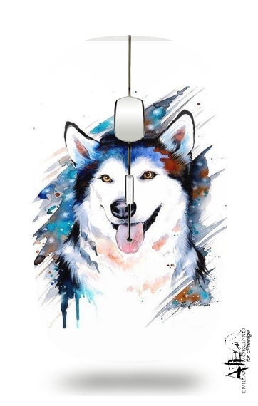   siberian husky watercolor for Wireless optical mouse with usb receiver