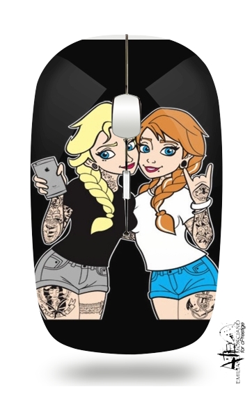  Sisters Selfie Tatoo Punk Elsa Anna for Wireless optical mouse with usb receiver
