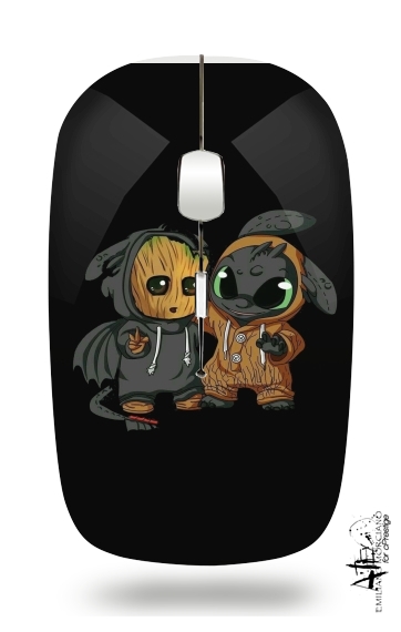  Groot x Dragon krokmou for Wireless optical mouse with usb receiver