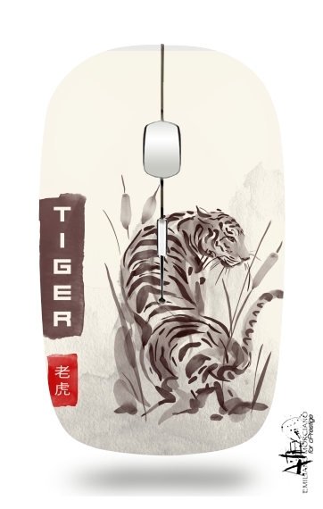  Tiger Japan Watercolor Art for Wireless optical mouse with usb receiver