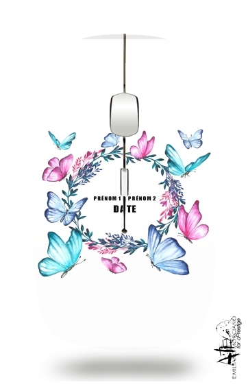  Watercolor Butterfly wedding invitation for Wireless optical mouse with usb receiver