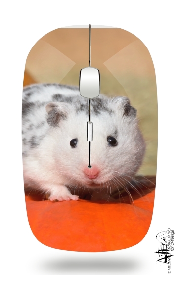  White Dalmatian Hamster with black spots  for Wireless optical mouse with usb receiver