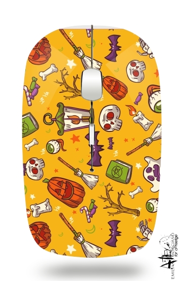  Yellow Halloween Pattern for Wireless optical mouse with usb receiver