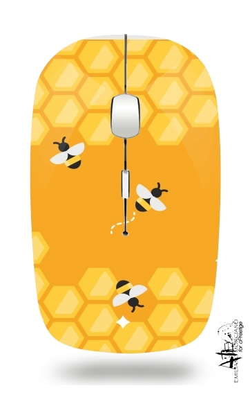  Yellow hive with bees for Wireless optical mouse with usb receiver