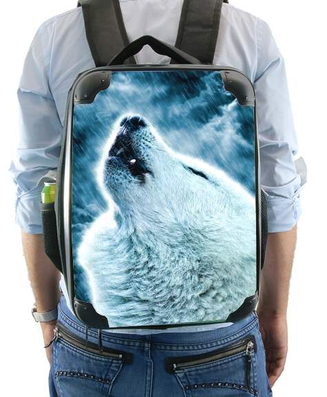  A howling wolf in the rain for Backpack