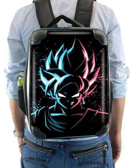  Black Goku Face Art Blue and pink hair for Backpack
