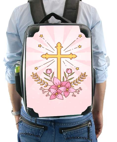  Communion cross with flowers girl for Backpack