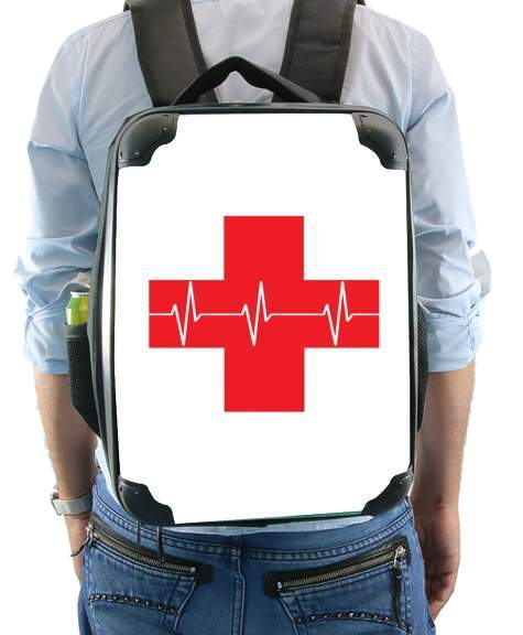 Croix de secourisme EKG Heartbeat for Backpack
