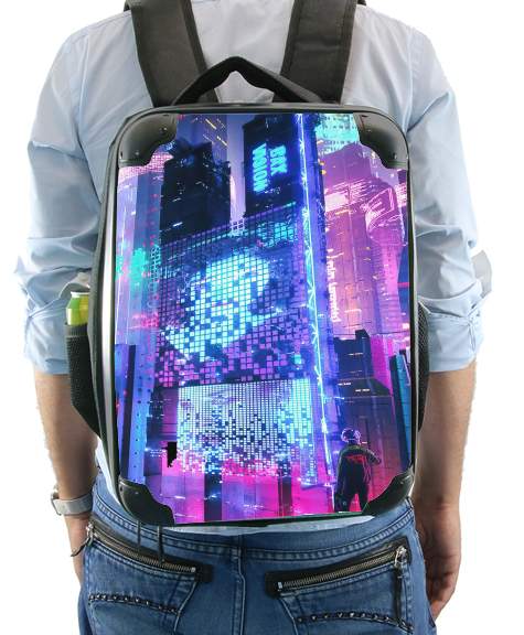 Cyberpunk city night art for Backpack