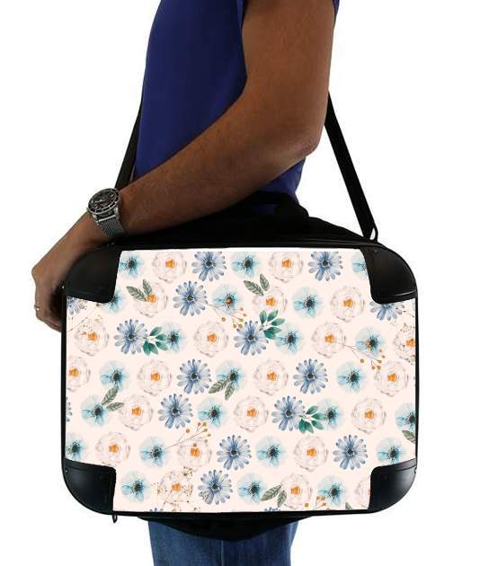  Blue & White Flowers for Laptop briefcase 15" / Notebook / Tablet