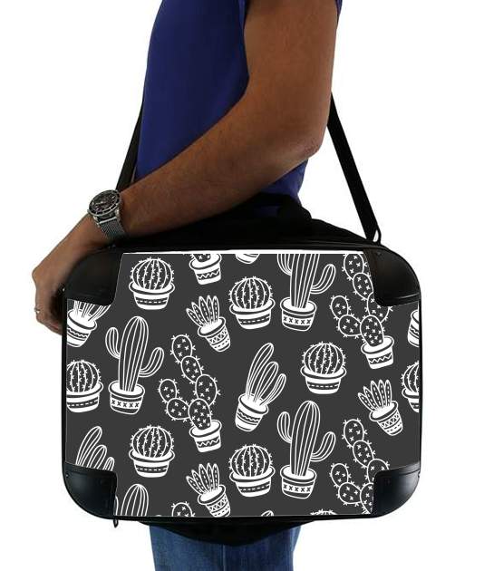  Cactus Pattern Black Vector for Laptop briefcase 15" / Notebook / Tablet