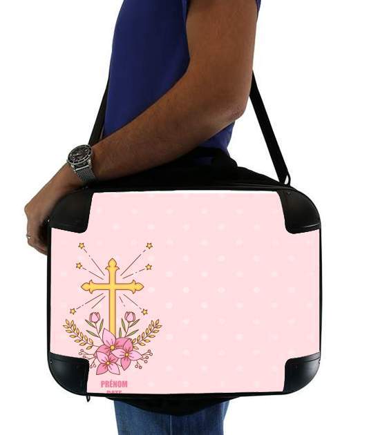  Communion cross with flowers girl for Laptop briefcase 15" / Notebook / Tablet