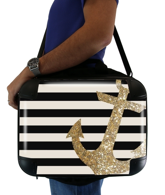  gold glitter anchor in black for Laptop briefcase 15" / Notebook / Tablet