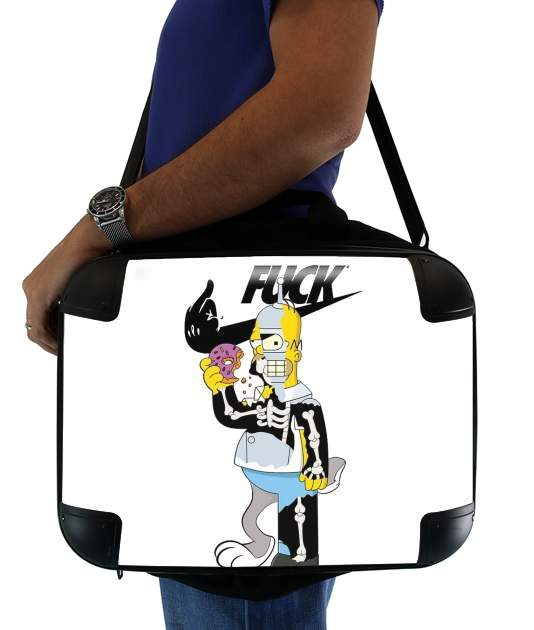  Home Simpson Parodie X Bender Bugs Bunny Zobmie donuts for Laptop briefcase 15" / Notebook / Tablet