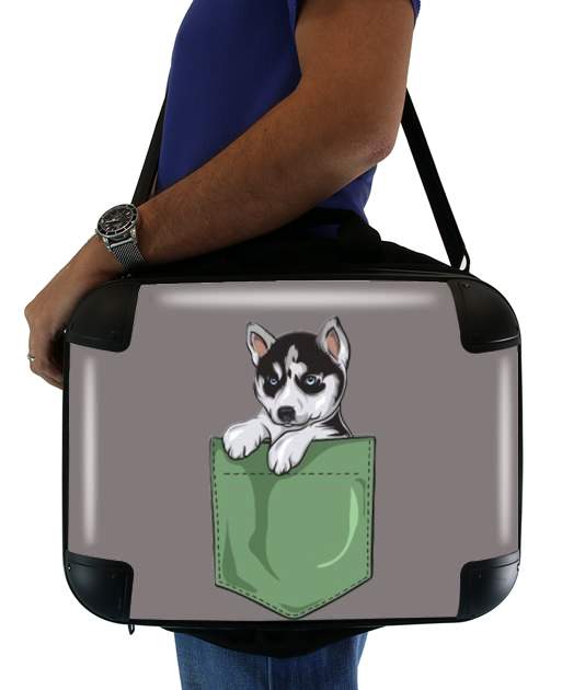  Husky Dog in the pocket for Laptop briefcase 15" / Notebook / Tablet