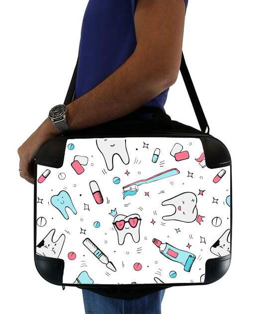  Seamless dental pattern with teeth toothpaste for Laptop briefcase 15" / Notebook / Tablet