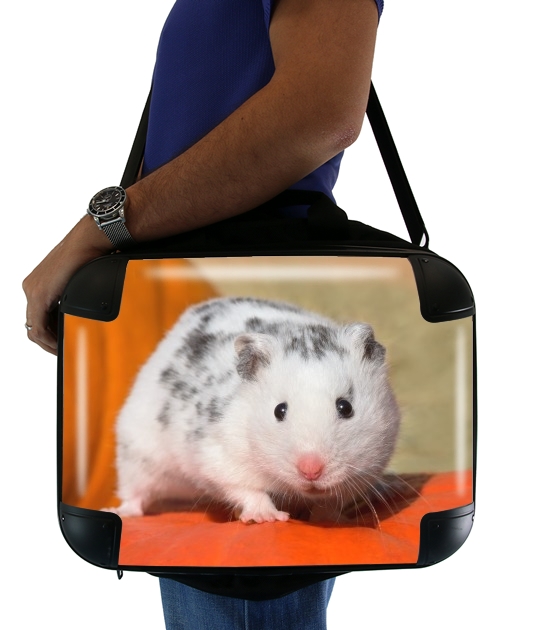  White Dalmatian Hamster with black spots  for Laptop briefcase 15" / Notebook / Tablet