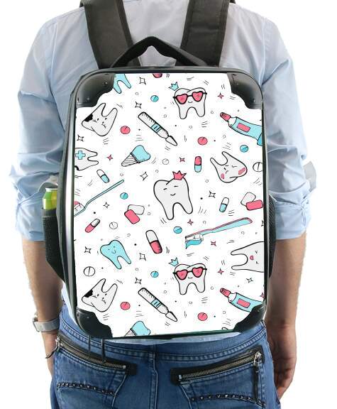  Seamless dental pattern with teeth toothpaste for Backpack