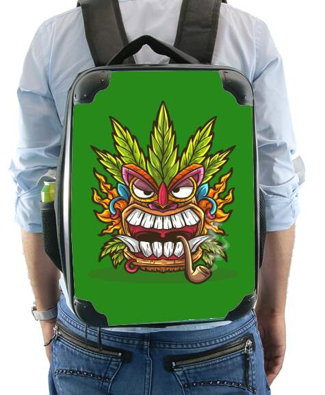  Tiki mask cannabis weed smoking for Backpack