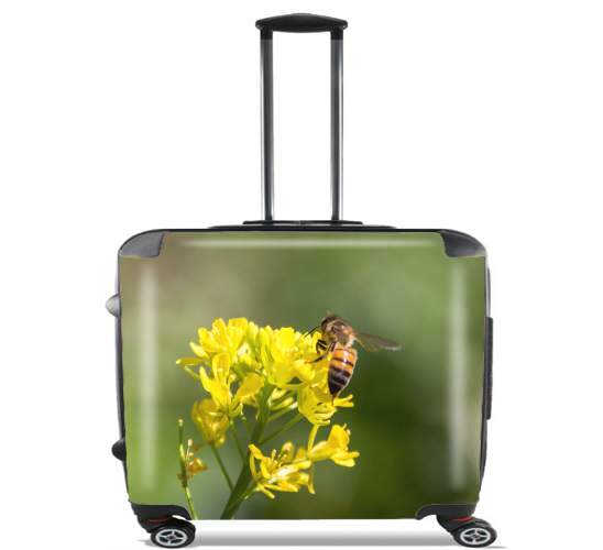 A bee in the yellow mustard flowers for Wheeled bag cabin luggage suitcase trolley 17" laptop