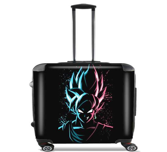  Black Goku Face Art Blue and pink hair for Wheeled bag cabin luggage suitcase trolley 17" laptop