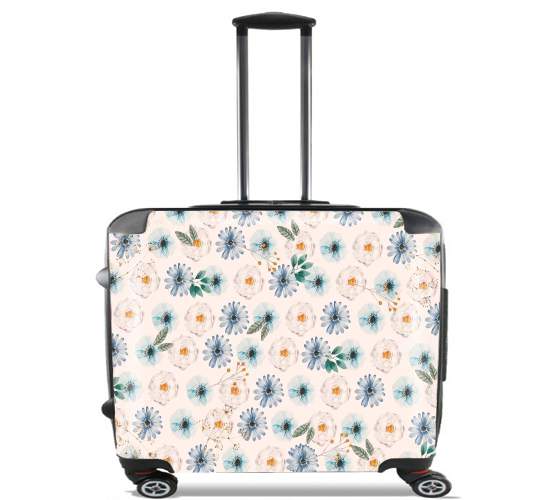  Blue & White Flowers for Wheeled bag cabin luggage suitcase trolley 17" laptop