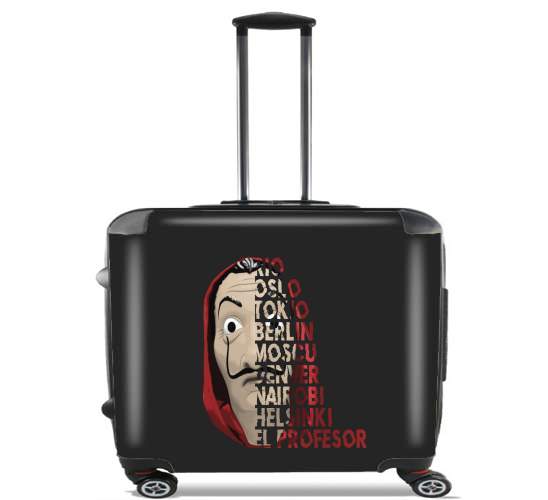 Wheeled bag cabin luggage suitcase trolley 17" laptop for Casa de Papel Mask Vilain