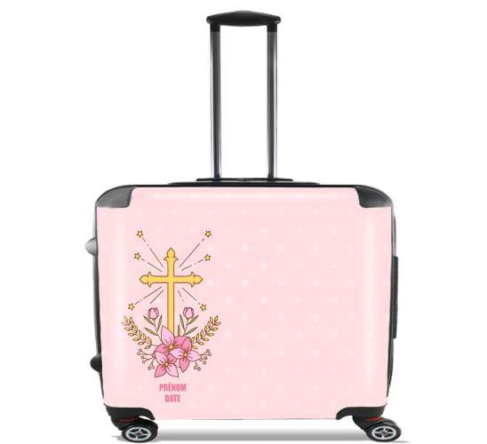  Communion cross with flowers girl for Wheeled bag cabin luggage suitcase trolley 17" laptop
